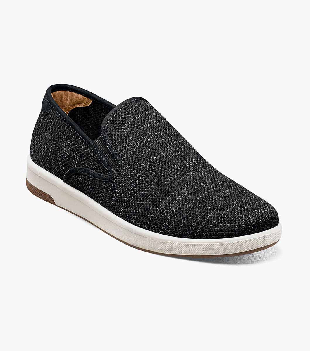 Crossover Knit Plain Toe Slip On Sneaker Men's Casual Shoes
