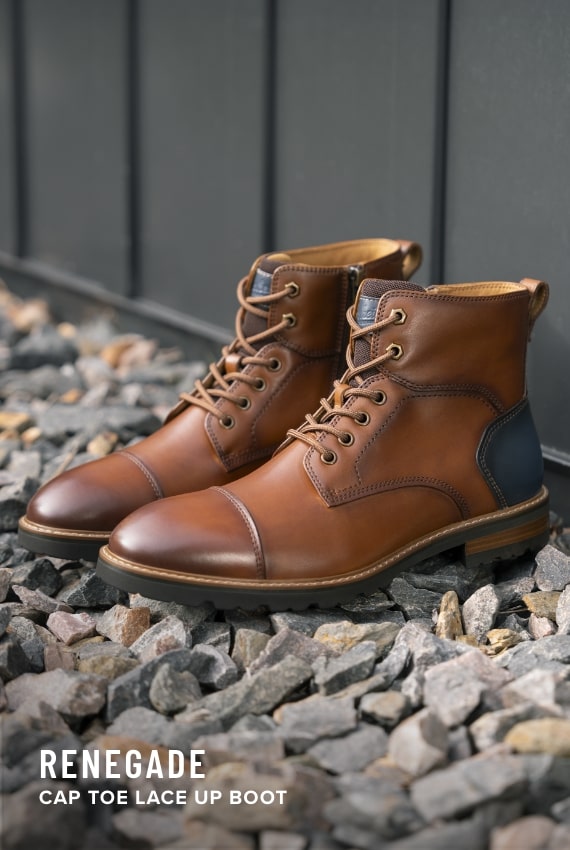 Renegade Collection Image features the Renegade Cap Toe Boot in cognac.