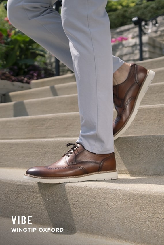 Vibe Collection Image features the Vibe wingtip oxford in cognac.