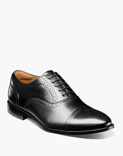 Rucci Cap Toe Balmoral Oxford in Black Smooth for $180.00 dollars.