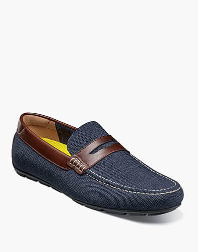 Motor Knit Moc Toe Penny Driver in Navy Multi for $140.00 dollars.