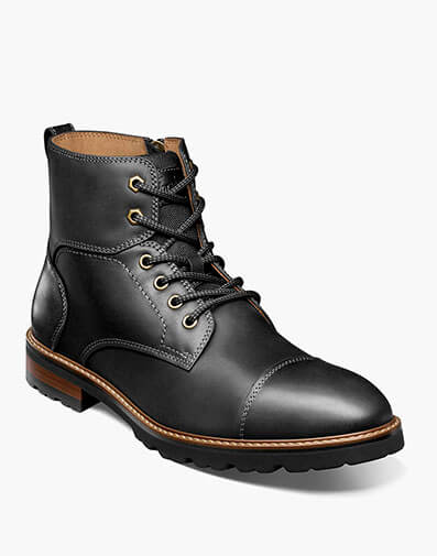 Renegade Cap Toe Lace Up Boot in Black Waxy for $215.00 dollars.