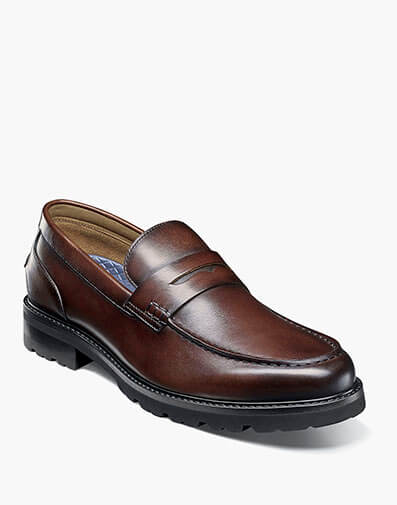 Renegade Moc Toe Penny Loafer in Brown for $180.00 dollars.