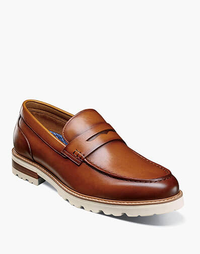 Renegade Moc Toe Penny Loafer in Cognac Multi for $180.00 dollars.